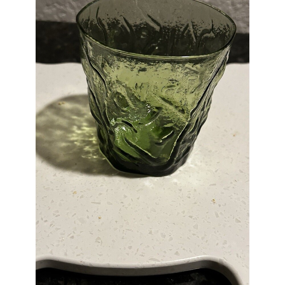 Vintage Morgantown  Green Seneca Driftwood Crinkle Large Glass